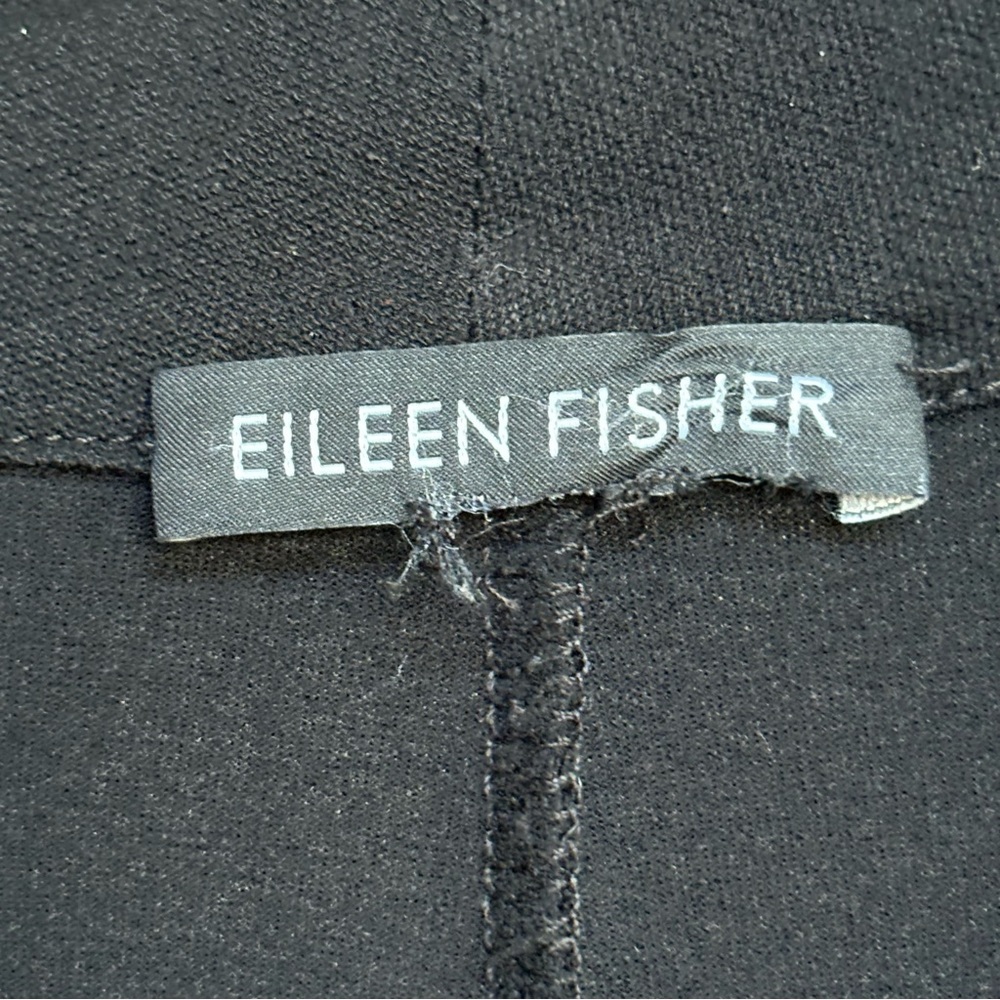 Eileen Fisher Black Textured‎ Open Front Office Drape Blazer Longline Women’s XL - Picture 4 of 6